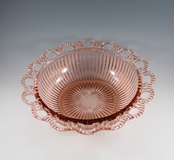 Vintage Anchor Hocking Pink Depression Glass Open Lace Etsy