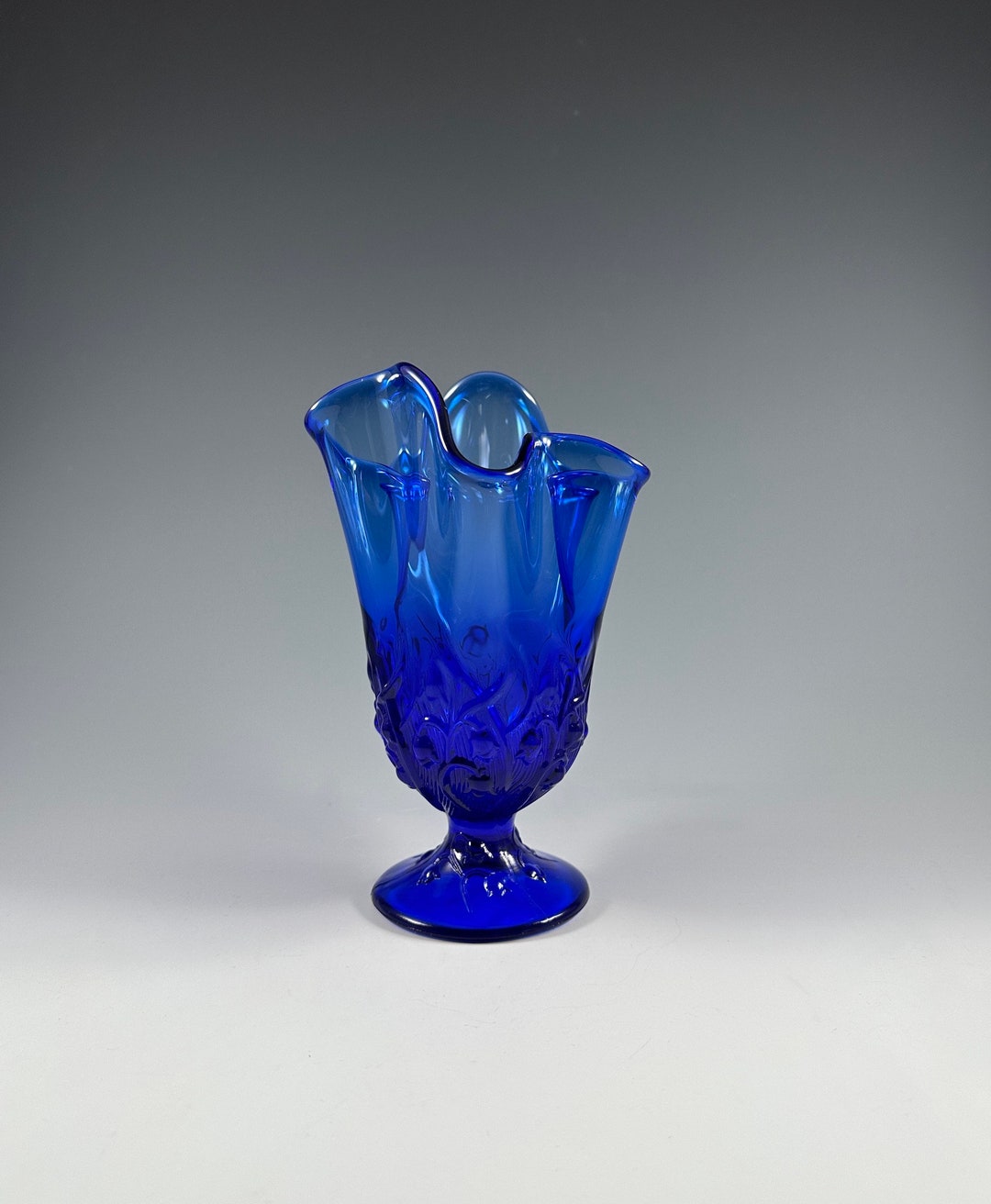 Vintage Fenton Handmade Cobalt Blue Lily of the Valley Swung Etsy