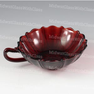 Vintage Anchor Hocking Ruby Red Oyster And Pearl Single Handle Nappy Dish