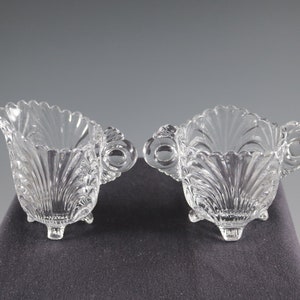 Vintage Cambridge Handmade Crystal Carprice Pattern Cream And Sugar