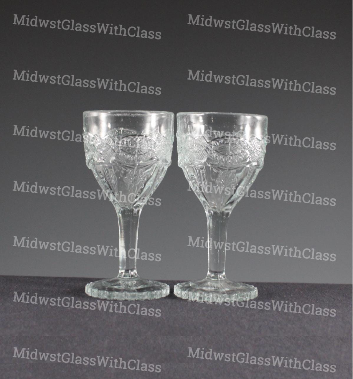 Antique Jenkins Handmade Crystal Glass Thistleblow Pattern Stem