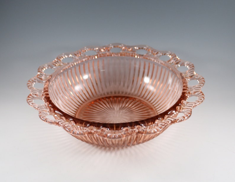 Vintage Anchor Hocking Pink Depression Glass Open Lace Etsy
