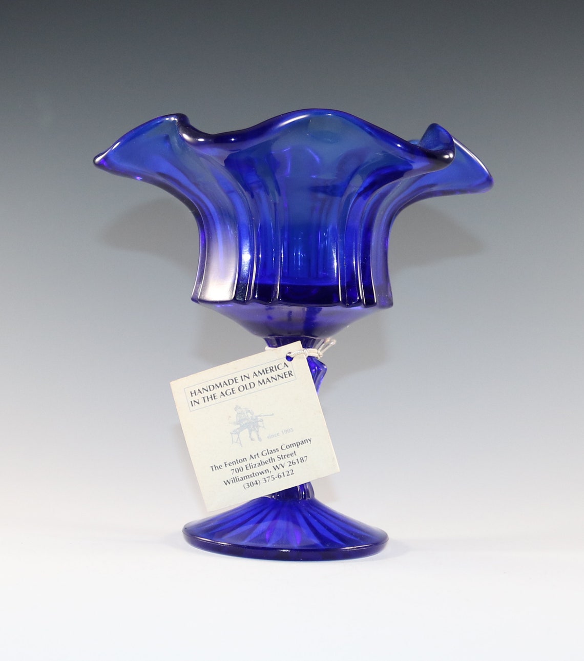 Fenton Handmade Cobalt Blue Compote From the Historical Etsy