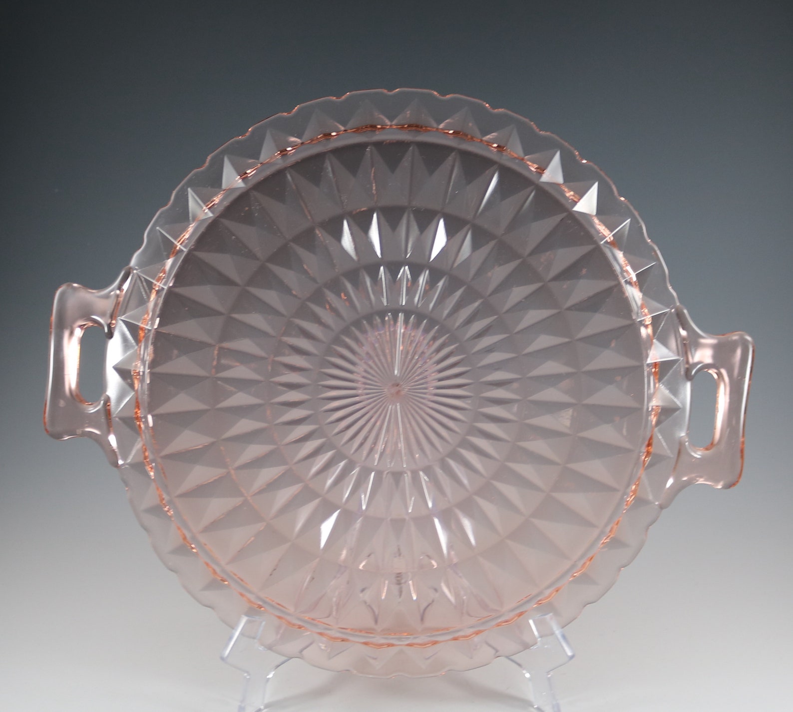 Vintage Pink Depression Glass Windsor Diamond Etsy