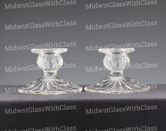 Vintage Cambridge Glass Handmade Crystal Caprice Candle Holders