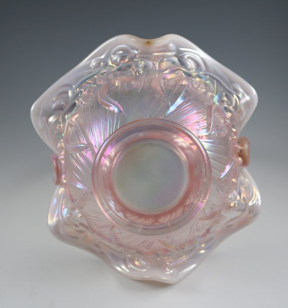 Vintage Fenton Handmade Pink Champagne Satin Lily of the Valley