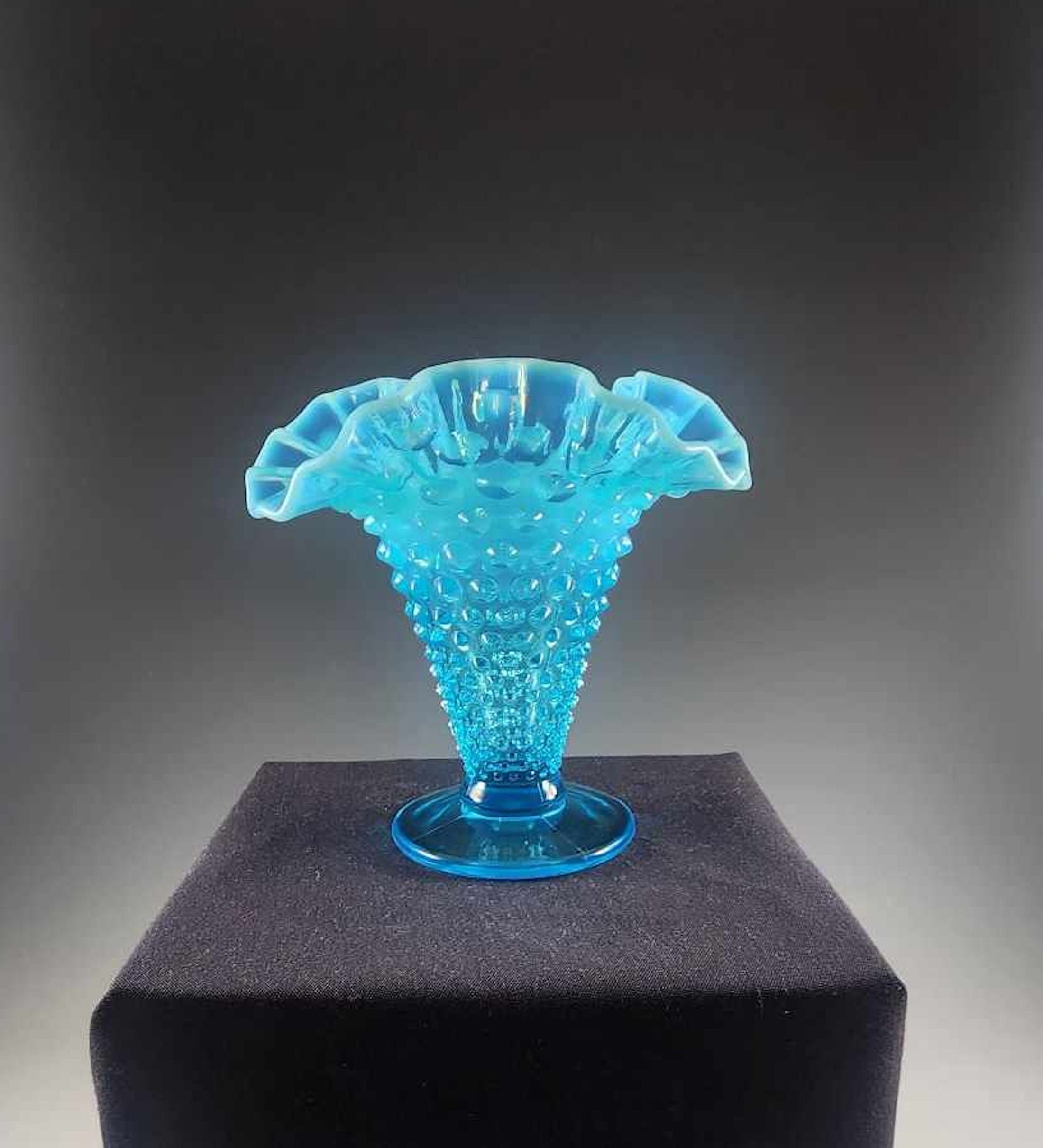 Vintage Fenton Handmade Blue Opalescent Hobnail #3956-BO
