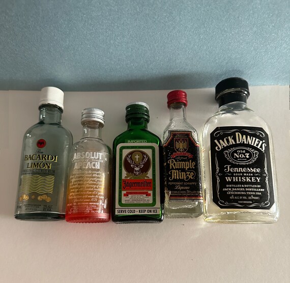 cigarettes in tiny liquor bottles Set of 5 Different Vintage Glass Airline Miniature Liquor Bottles