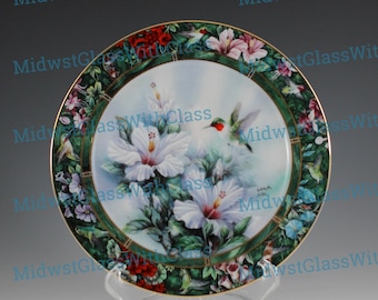 Beautiful W.L. George Handmade Limited And Numbered Collector's Plate, A Lena Liu's Hummingbird Treasury Collection Piece 1992