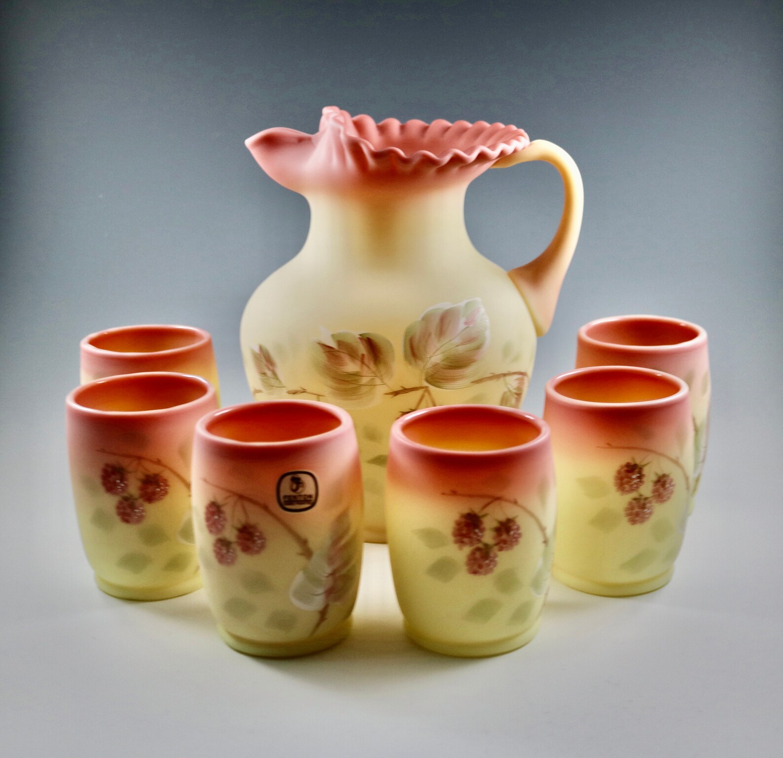 Vintage Fenton Handmade Burmese Hand Painted L. Everson 1990 Etsy