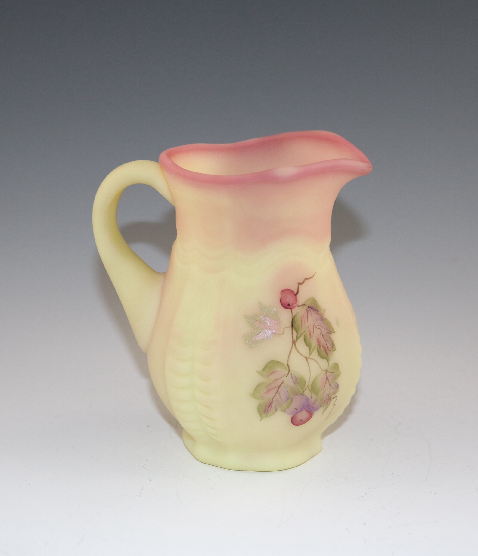 Vintage Fenton Handmade Burmese Berries Hand Painted Empress Etsy