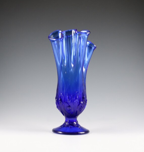 Vintage Fenton Handmade Cobalt Blue Lily of the Valley Swung Etsy