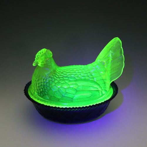 Mosser Vaseline Glass Hen on Nest Yellow Opalescent - Etsy