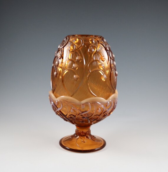 Scarce Vintage Fenton Handmade Cameo Opalescent Glass Lily of the