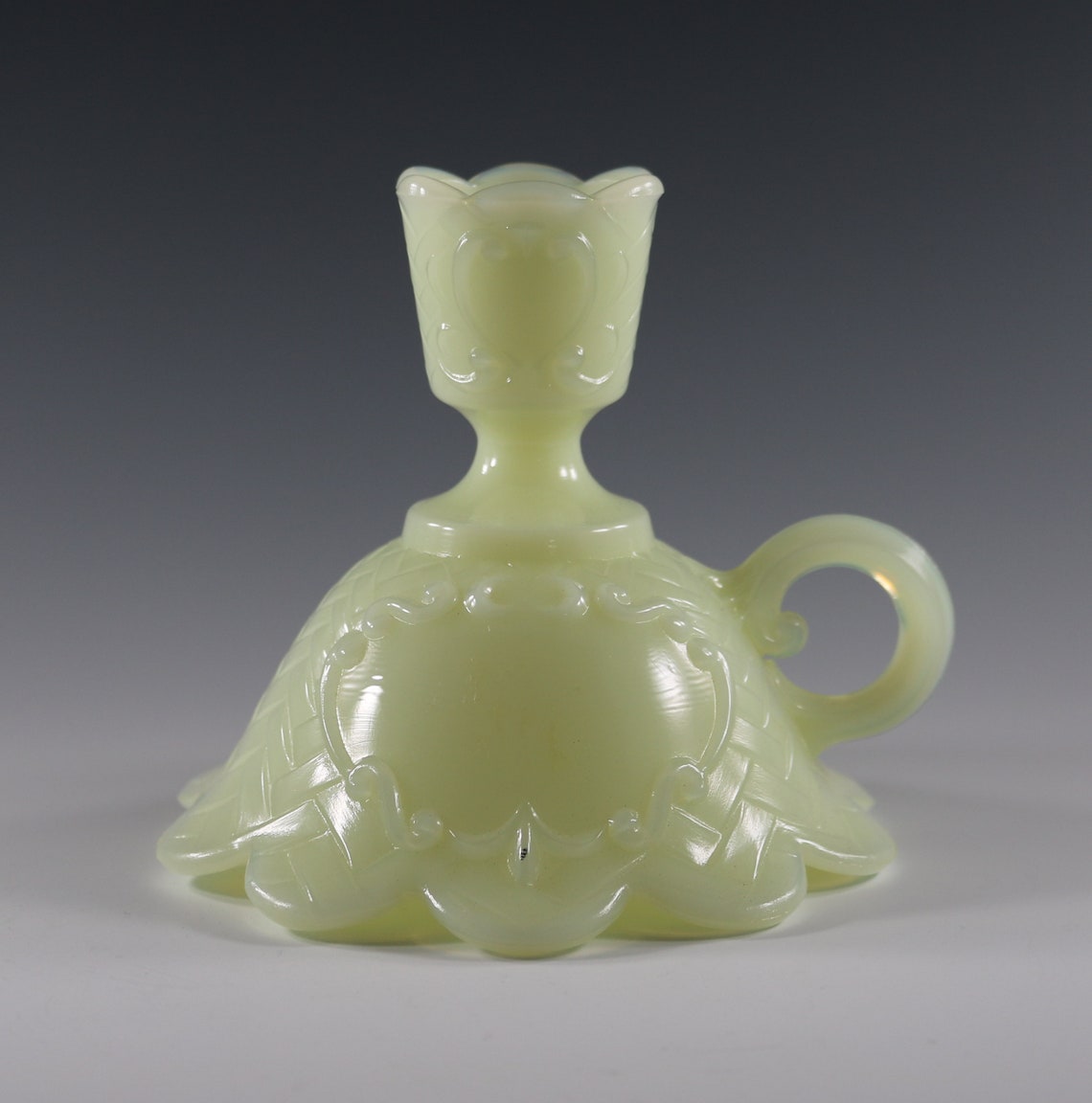 Vintage Fenton Handmade Glossy Custard Glass Finger Candle Etsy