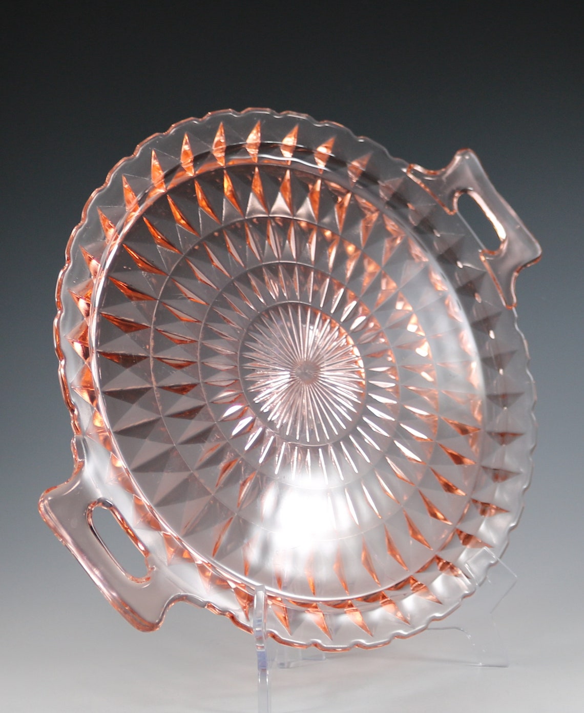 Vintage Pink Depression Glass Windsor Diamond Etsy
