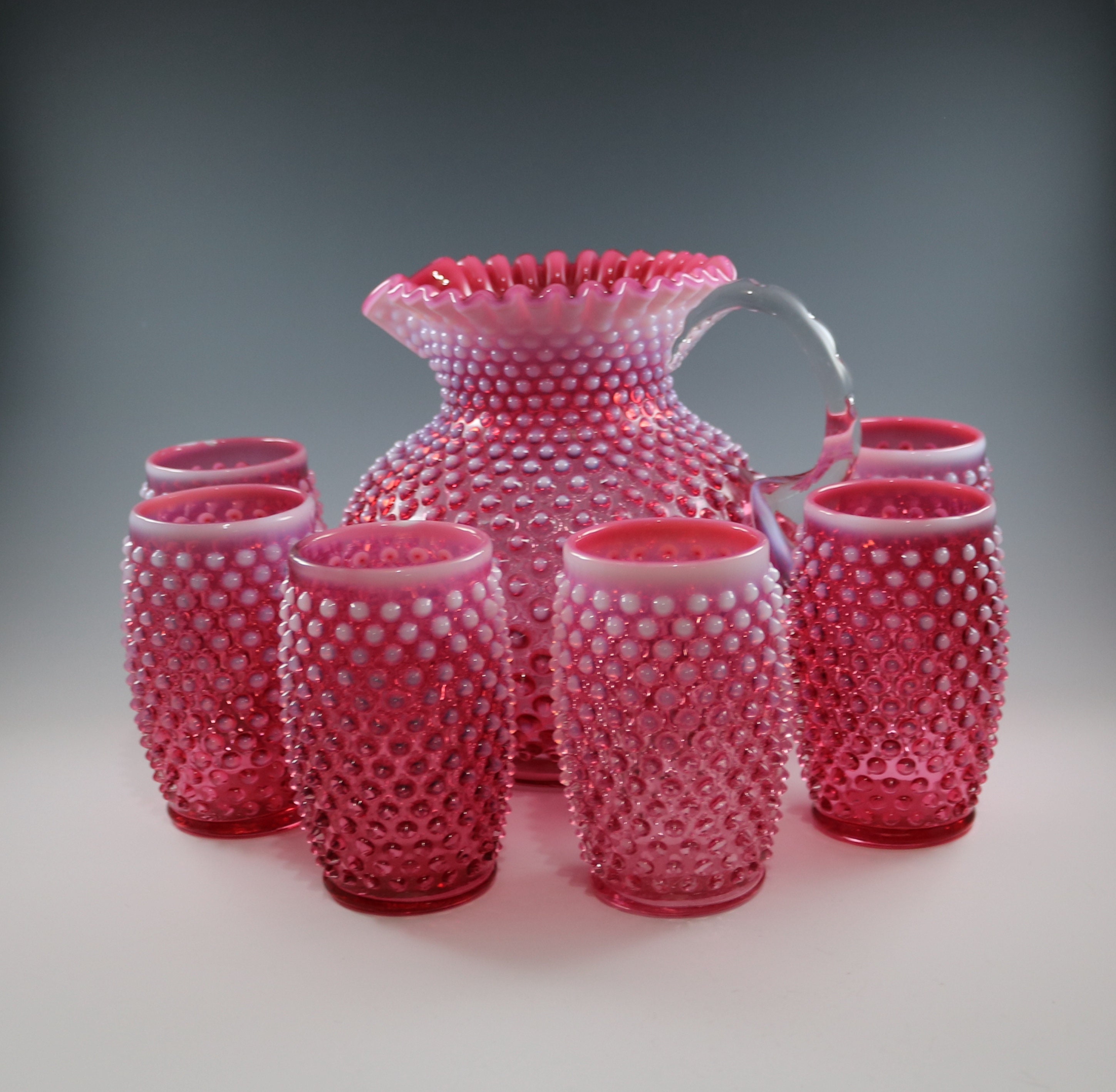 フェントン　クランベリーオパルセント　ホブネイル　フリルエッジ　刻印アリ フェントン クランベリーオパルセント ホブネイル フリルエッジ