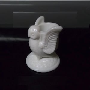 Westmoreland Milk Glass Owl Figured Toothpick Holder &quot;Original Foil Sticker&quot;