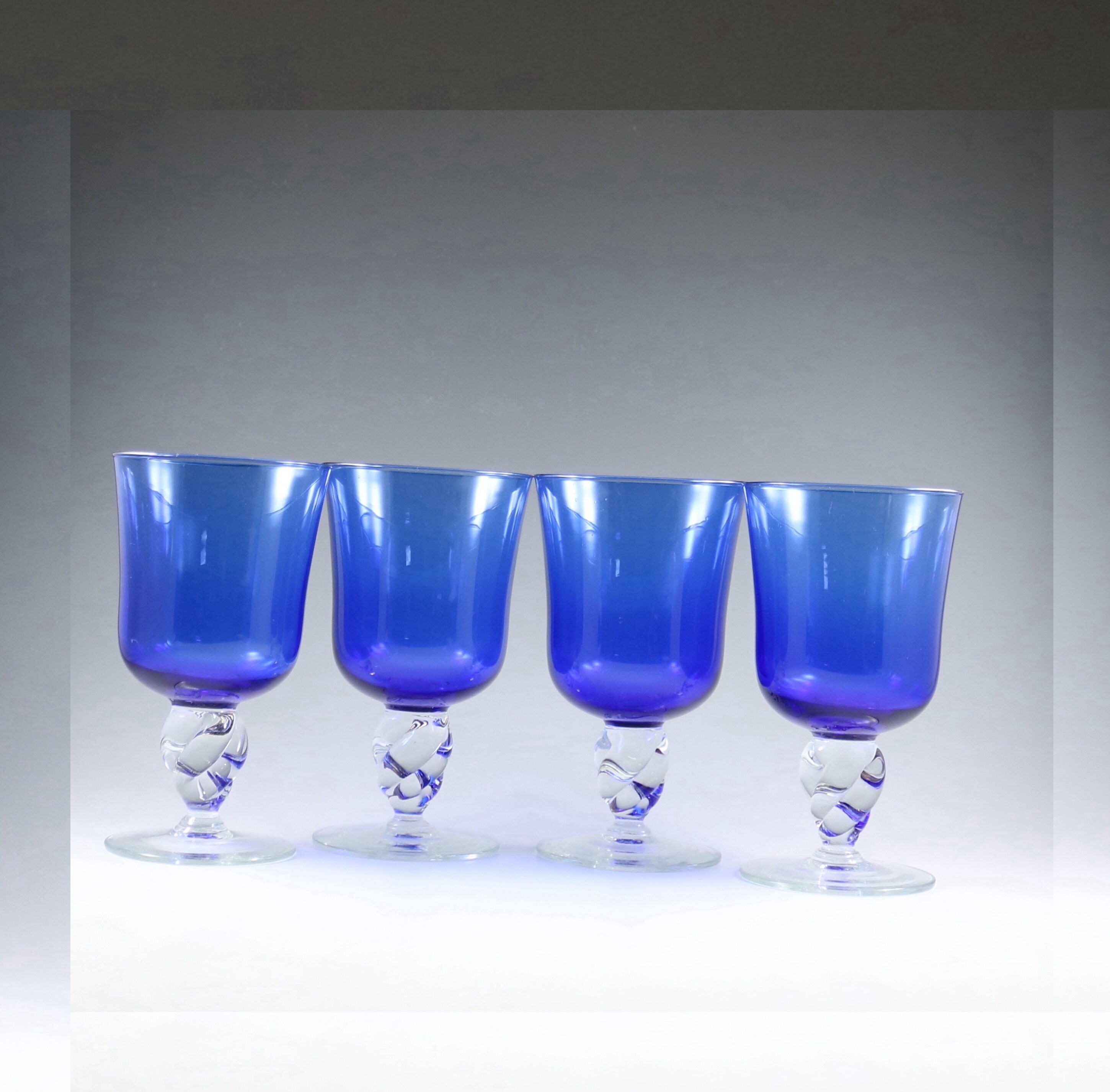 Crystal Blue Water Goblets Gold Rim Blown Glass Blue Stem Water Goblets  Blue Tabledecor -  Israel