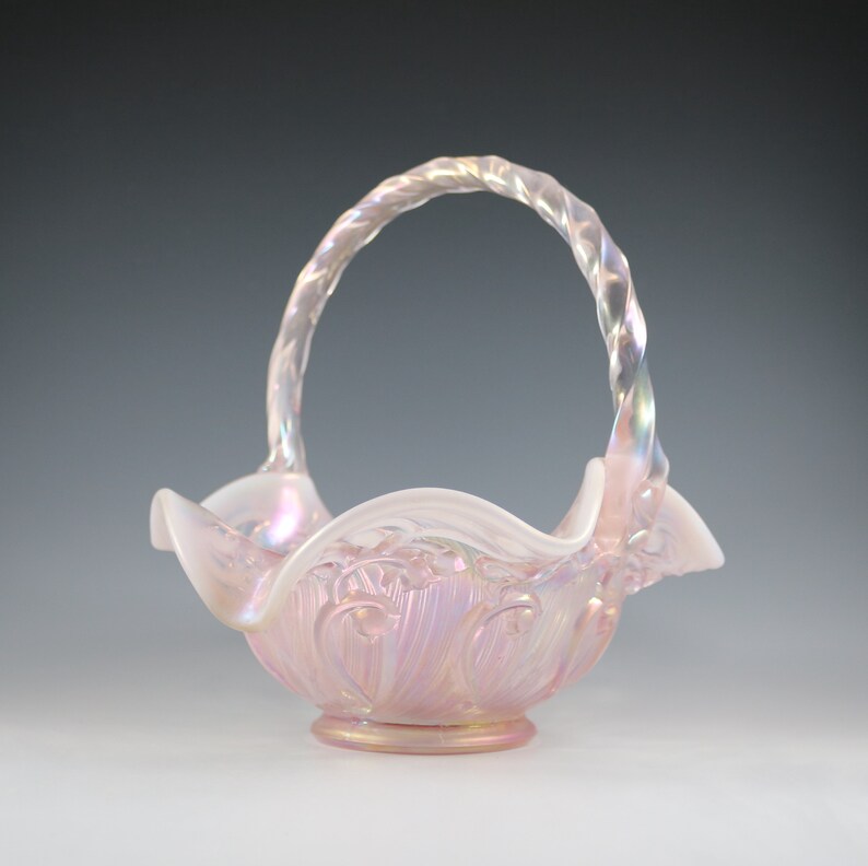 Vintage Fenton Handmade Pink Champagne Satin Lily of the Etsy