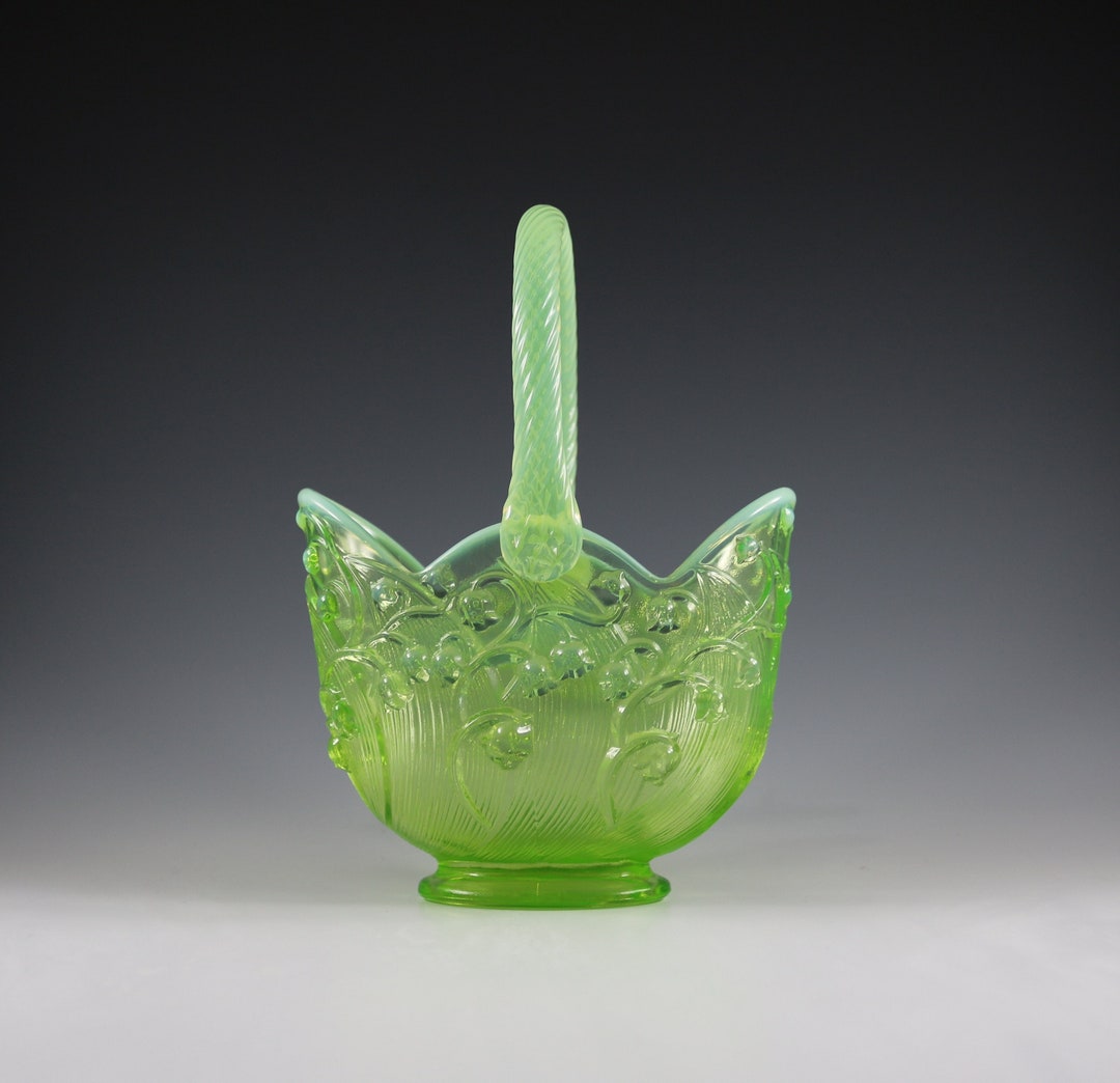 Glowing Vintage Fenton Handmade Key Lime Green Etsy