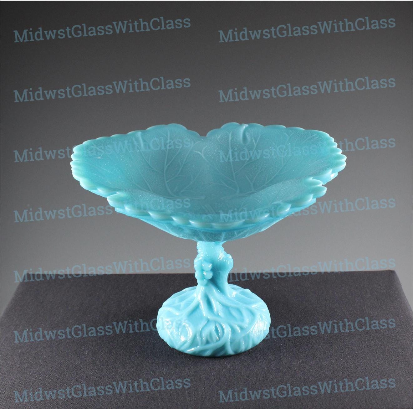 Antique Portieux Vallerysthal Handmade Opaque Blue Milk Glass