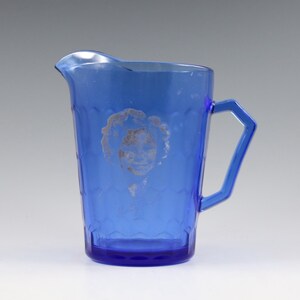 Vintage 1930&#39;s Shirley Temple Hazel Atlas Co. Cobalt Blue Glass Creamer/Pitcher