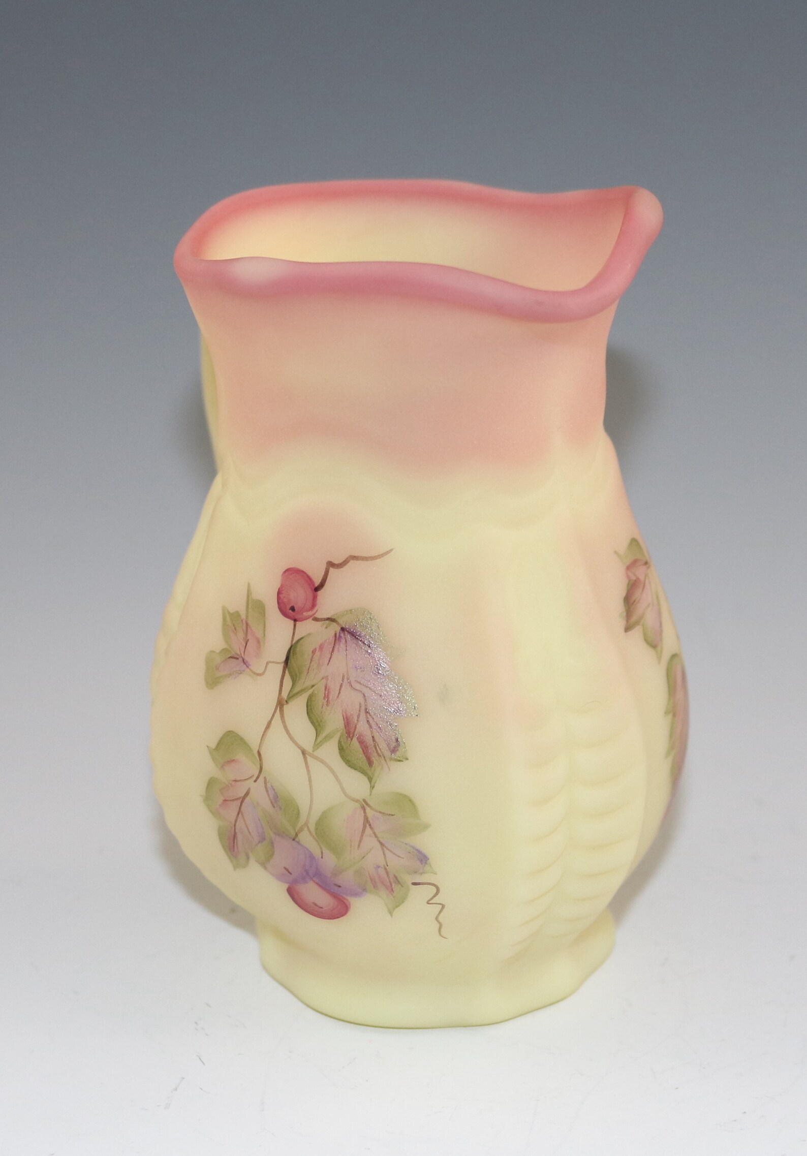 Vintage Fenton Handmade Burmese Berries Hand Painted Empress Etsy