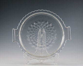 Vintage Jeannette Crystal Cubist Pattern Glass Tray "Midcentury"