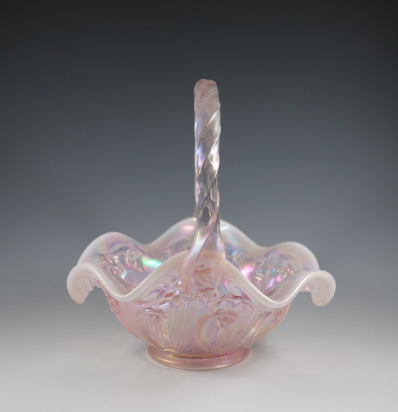 Vintage Fenton Handmade Pink Champagne Satin Lily of the Etsy