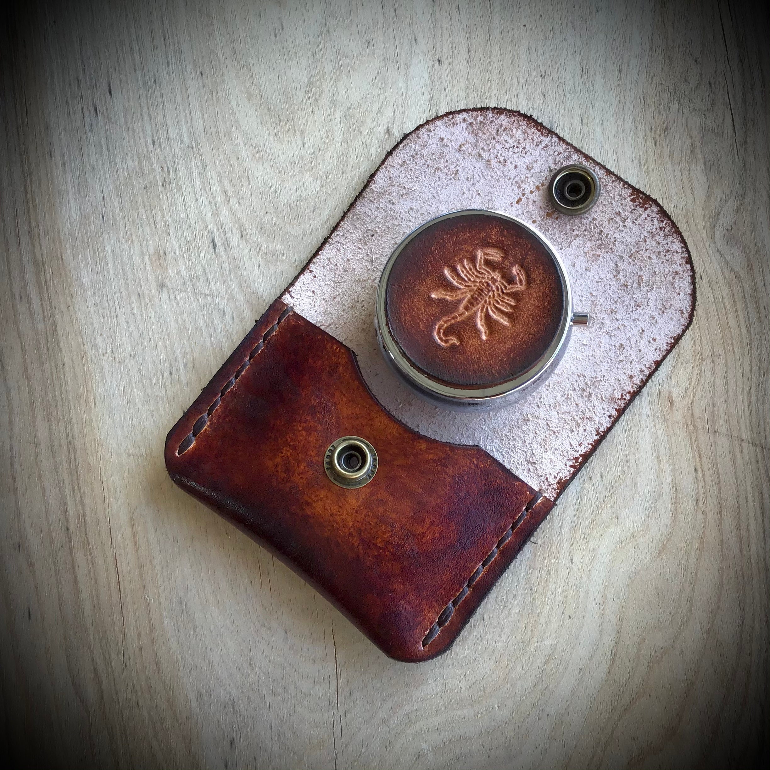 Scorpion Pill Case Leather Pill Box Brown Leather Pill Case Etsy UK