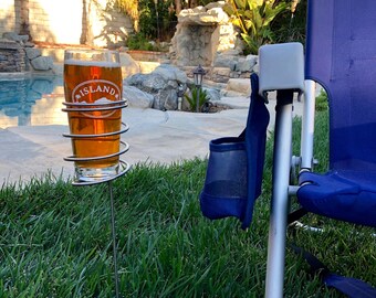 Handmade Stainless Steel Outdoor Drink Holder: Beer Holder 2pc Set