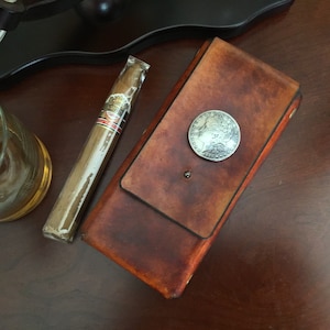 USA Southwest Country Western Cigar case, Liberty Dollar Cigar Case Gift for dad or groomsmen, Personalized  leather cigar case, Cigar Gift