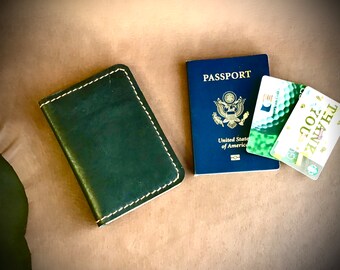 Passport wallet, one of a kind leather passport wallets, handmade, hand stitched leather passport case