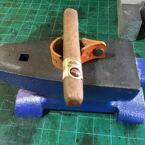 Bull Elephant Theme Cigar holder, leather cigar stand. Travel cigar stand