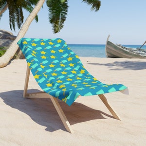 Gamer Gift, Kingdom Hearts Inspired, Sea Salt Ice Cream and Paopu fruit pattern, Gamer Beach Towel