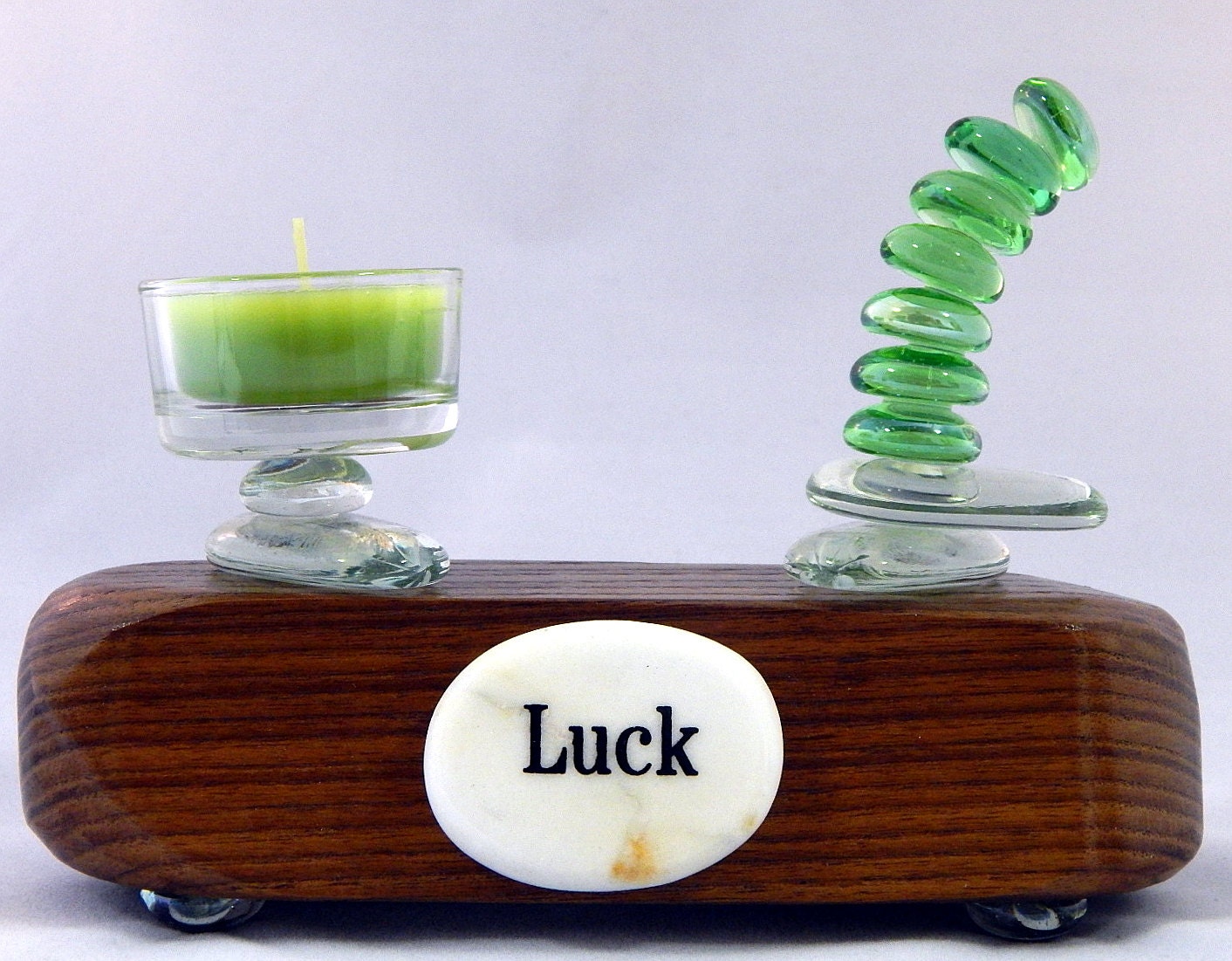Glass Wood Stone Executive Desk Ornament Balance Stack Etsy