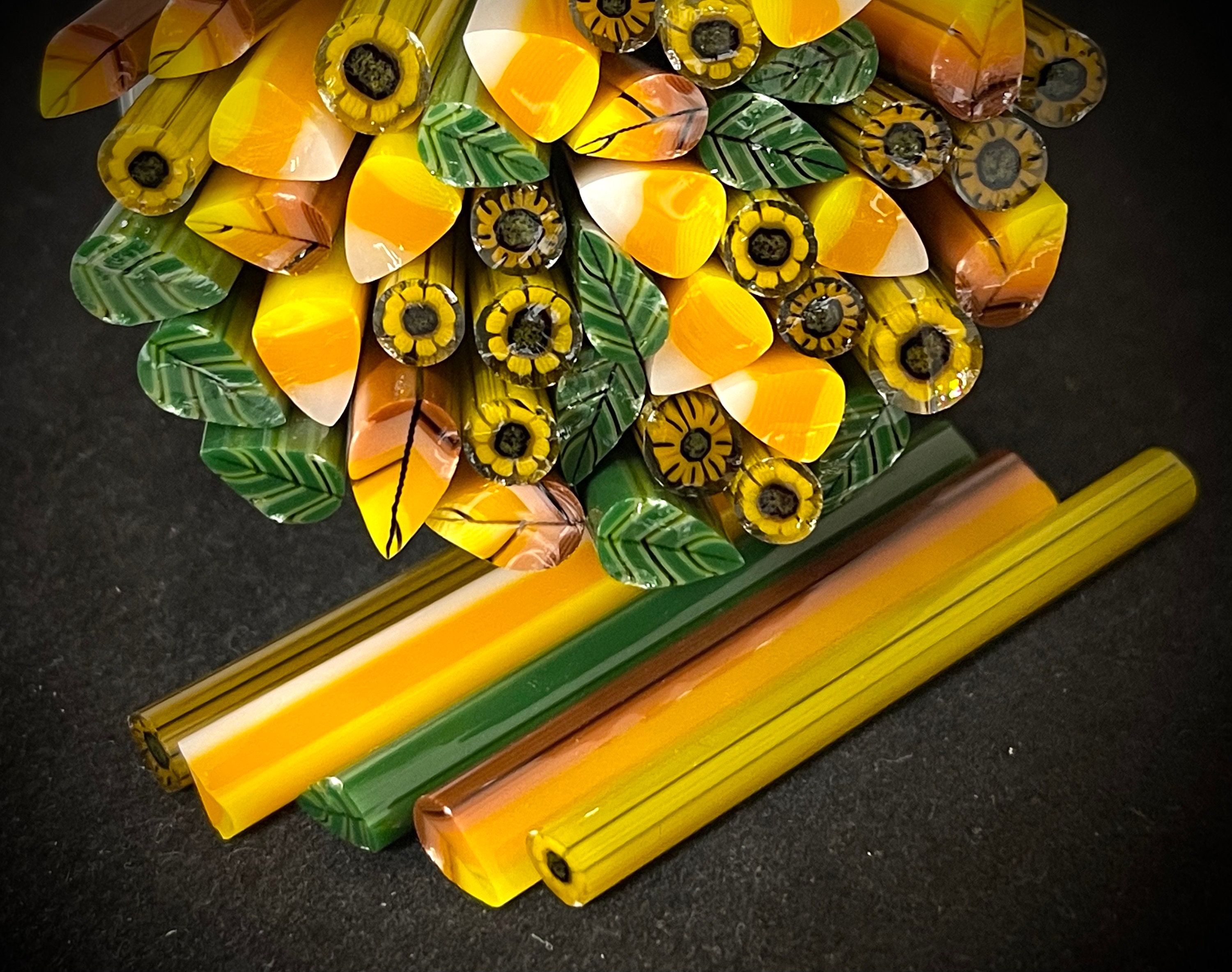 NEW! Fall Fun Stick Mix (Marigold), 1.5oz 96 COE Murrini Millefiori M…