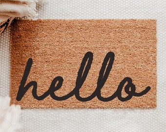 Hello Doormat - coco mat - entry way doormat - welcome mat - entryway decor - front door decor