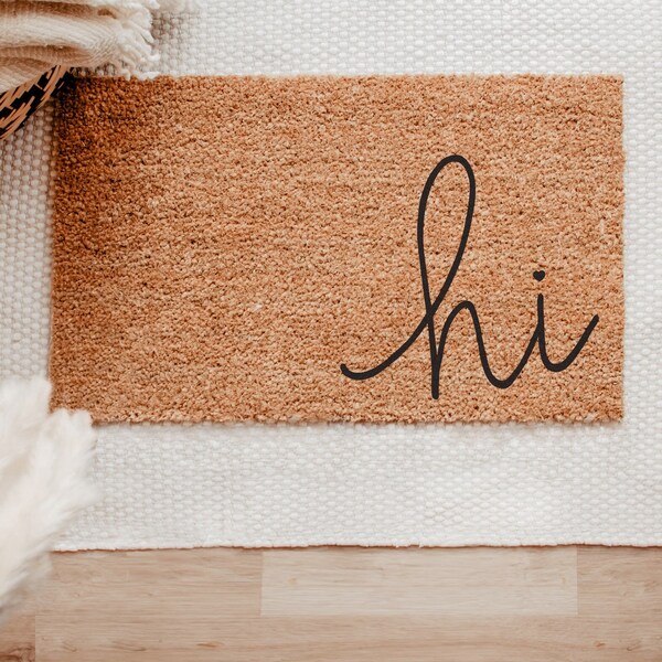 Hi Doormat - coco mat - entry way doormat - welcome mat - entryway decor - front door decor