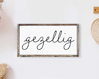 Gezellig Sign, Dutch Wood Sign, Framed Gezellig sign, dutch wall art.