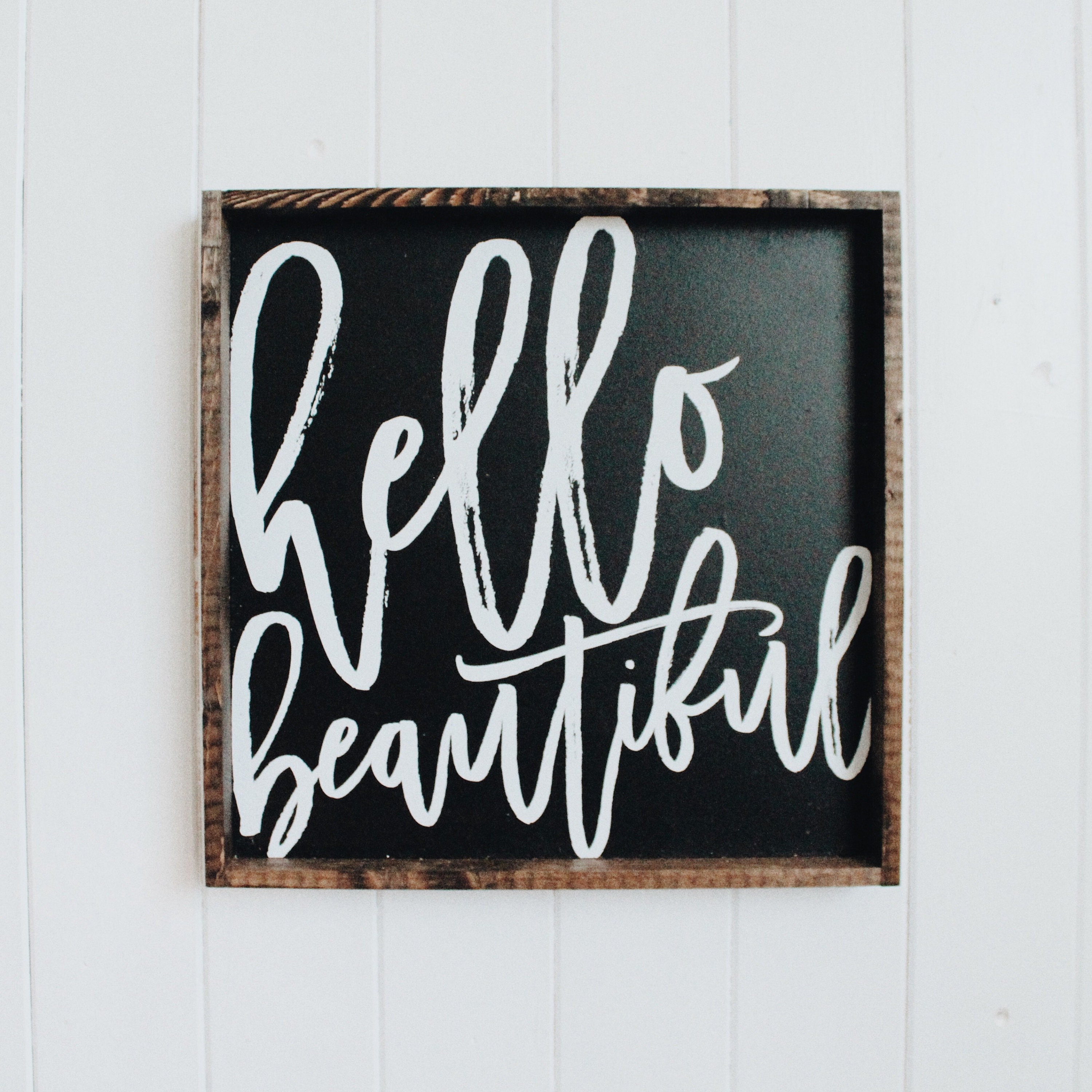 Hello Beautiful Wood Sign. Bathroom Wall Decor. Bedroom decor. Etsy