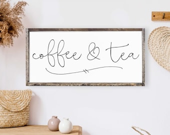 Coffee and Tea Wood Sign, Coffee Bar Sign, Tea Sign