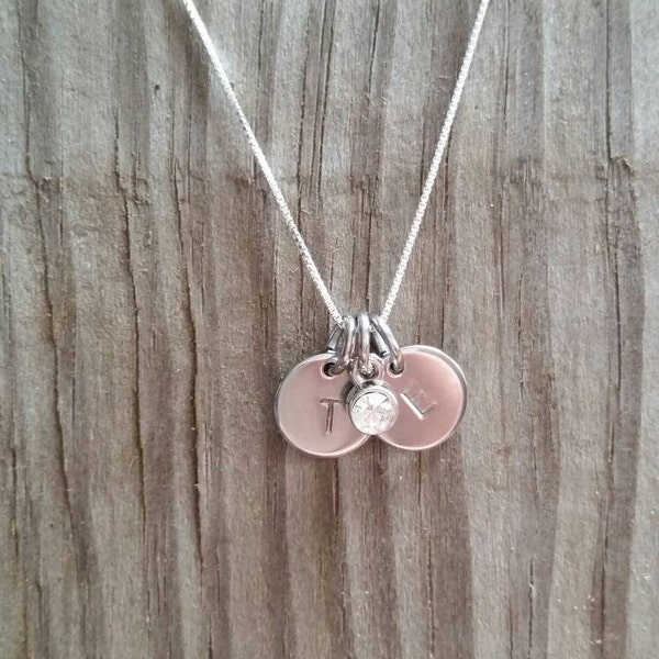Hand Stamped Necklace Personalized w/initials ~Great for couples, Grandmother or Mothers Day gift!