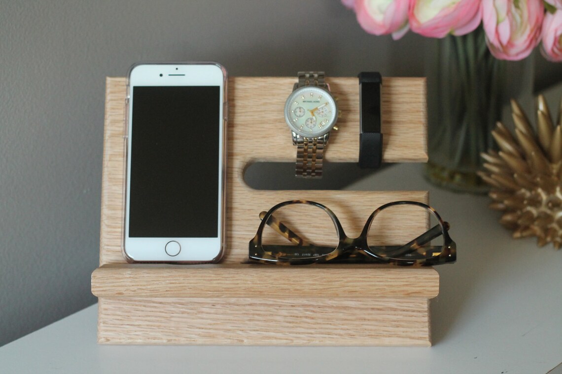 24 Stunden Schiff Eiche Holz Valet Diy Tech Geschenk Etsy