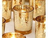 12 gold Mercury votives, gold votives, gold Mercury candle holder, gold wedding Centerpieces, gold candle holders