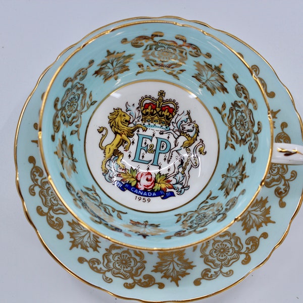 Paragon Commemorative Teacup 1959, from Queen Elizabeth + Prince Philip's visit to St Lawrence Seaway Opening, Collectible