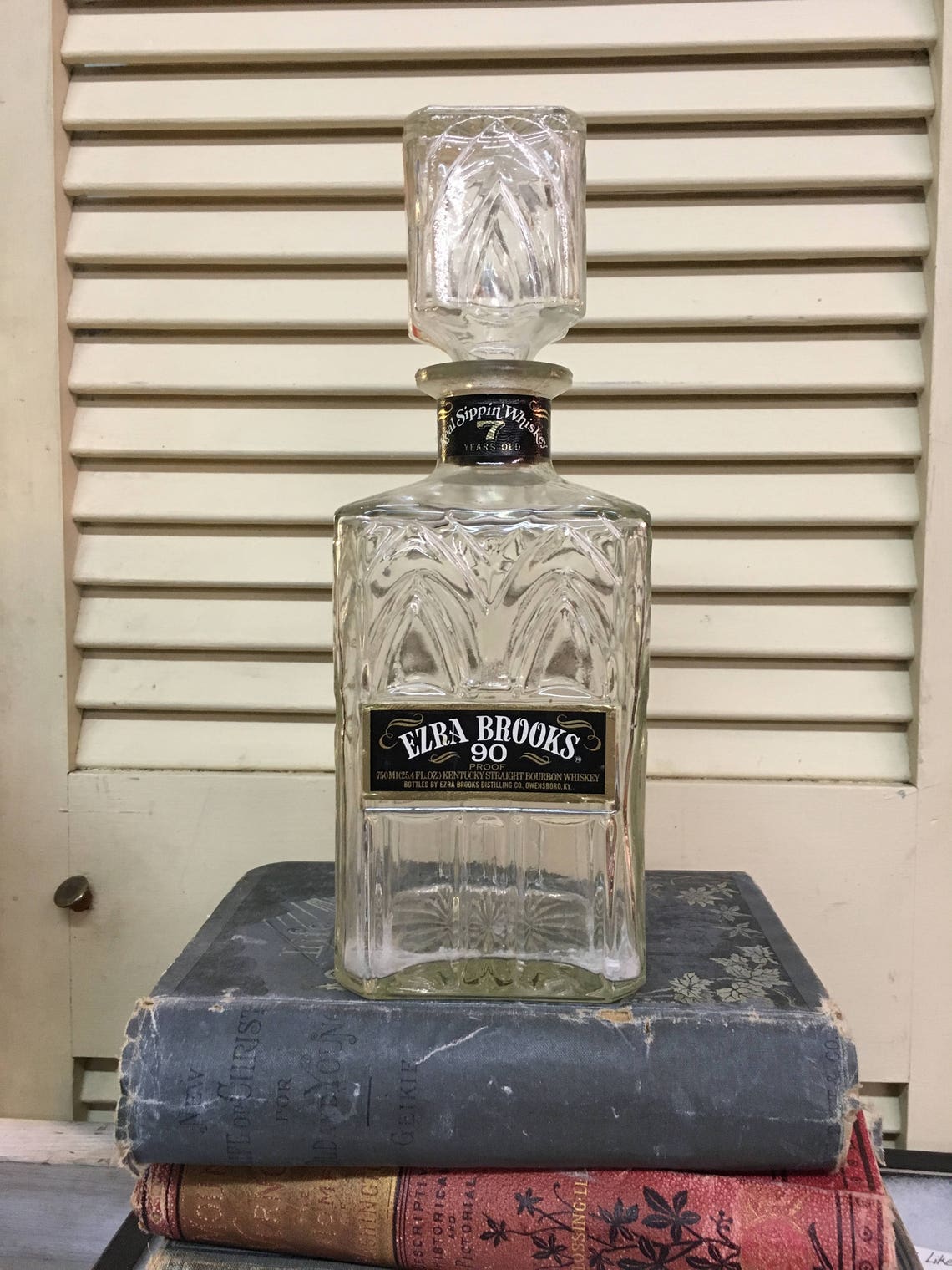 Ezra Brooks Bourbon Decanter Etsy