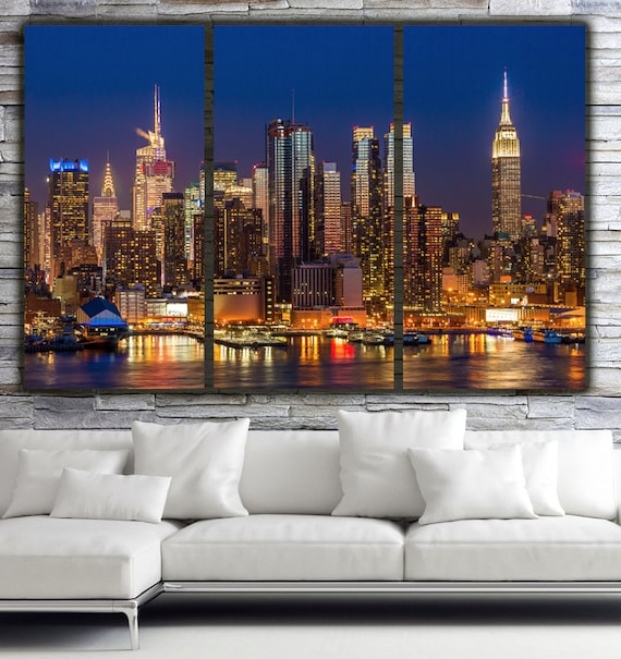 new york city skyline brilliant night new york canvas art etsy