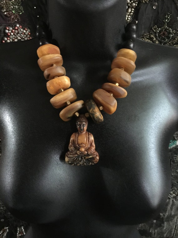 Namaste:i Bow to the Divine in You Necklace Jade Amber | Etsy